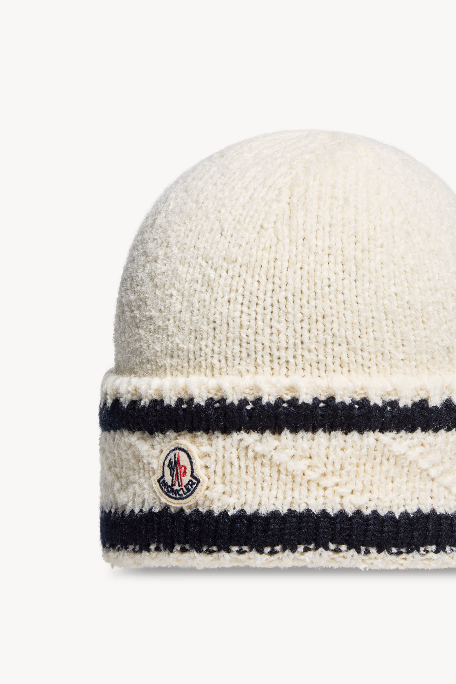 Striped Wool & Cotton Blend Beanie Women Dark Blue Moncler 3
